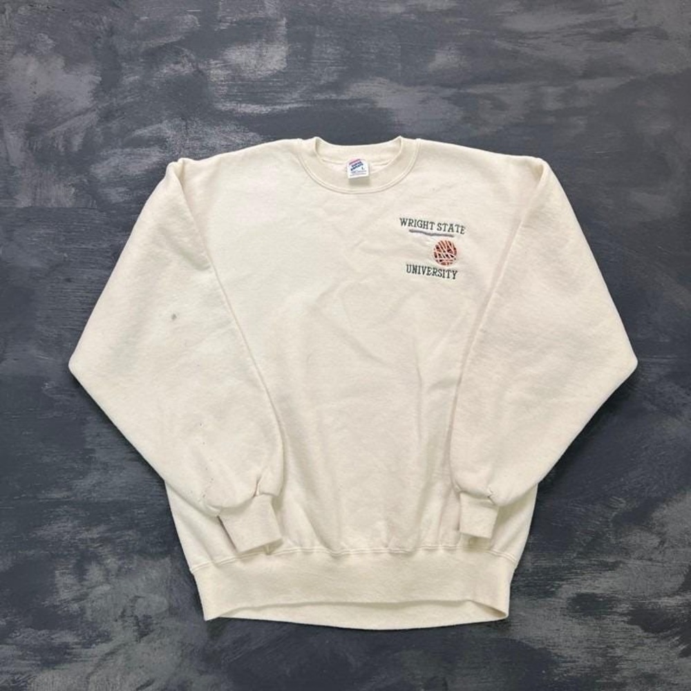 Vintage‎ Wright State University Sweatshirt Mens Large White 1990s